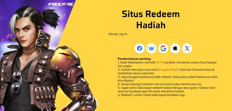 Kode Redeem Free Fire x Naruto